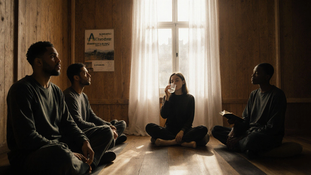 People resting peacefully after a massage session in a quiet studio, bathed in soft morning light.