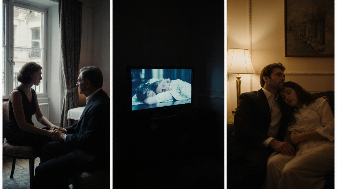 Three quiet moments of connection in London apartments, each showing emotional presence without faces.