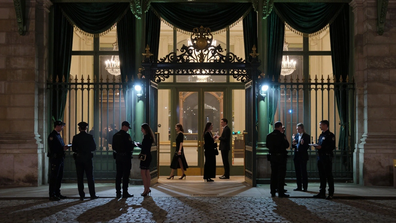 Grand gala attendees pose before Grand Palais